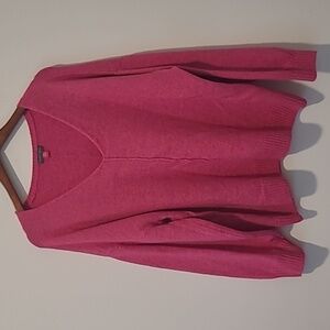 Vince Camuto V-Neck Visible Seam Sweater in Pink Size XL